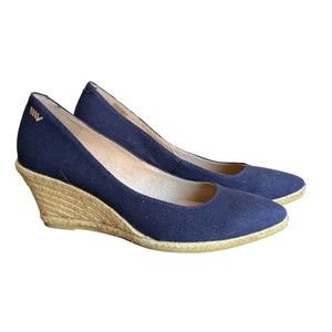 Viscata Wedge Espadrille Navy Blue Canvas 2.5” Jute Heel Size 9.5 New